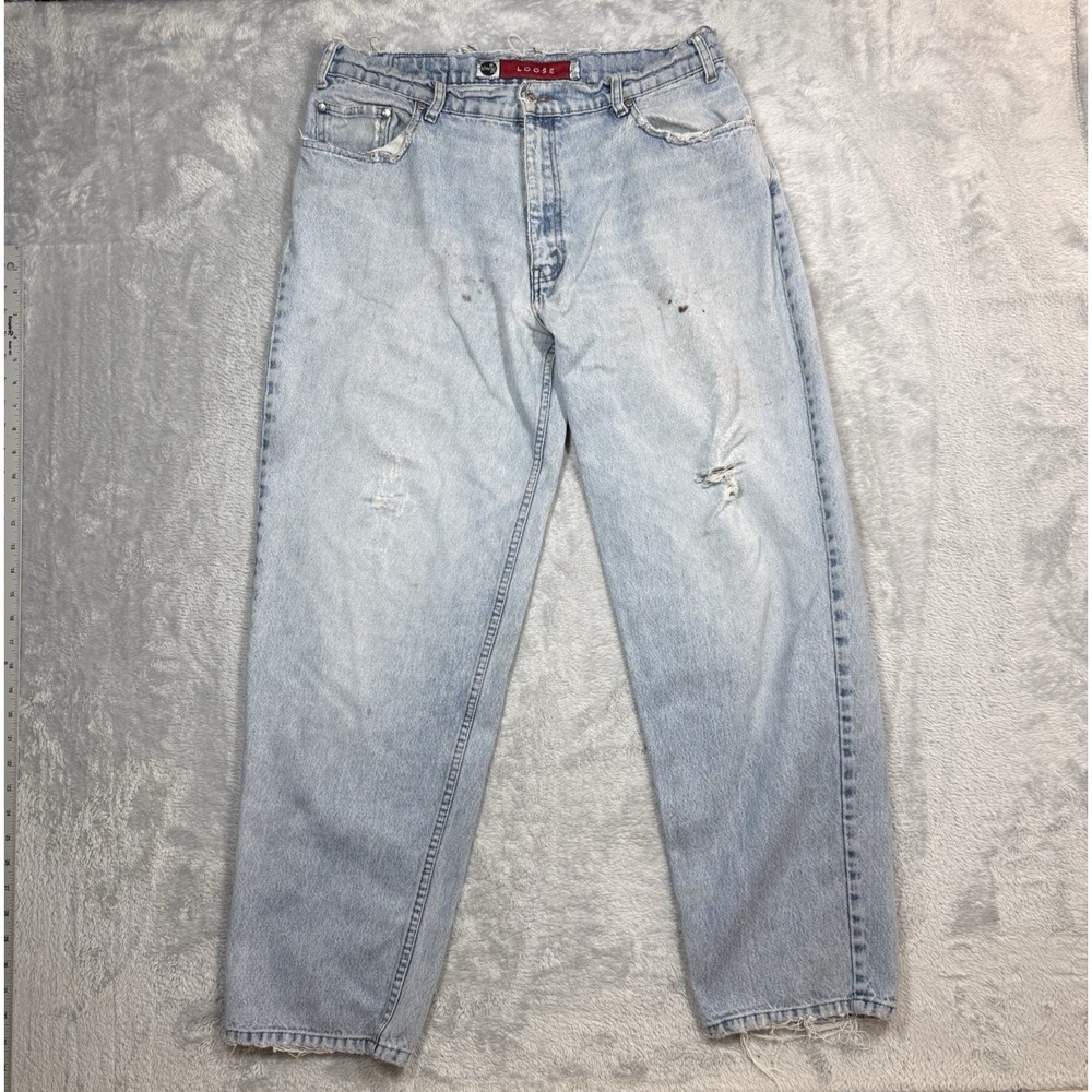 Vintage Levis SilverTab Jeans Men 36x32 Baggy Loose Fit Blue Thrashed Distressed